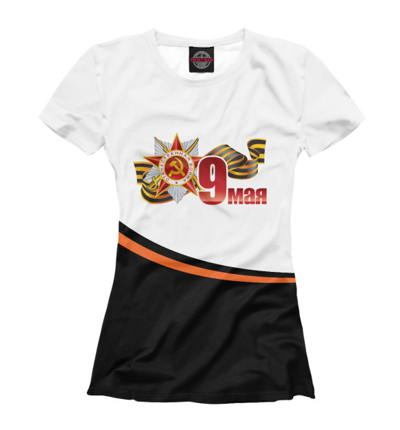 Футболка для девочек с притом 9 мая цвета Белый Футболка для девочек с изображением 9 мая цвета Белый