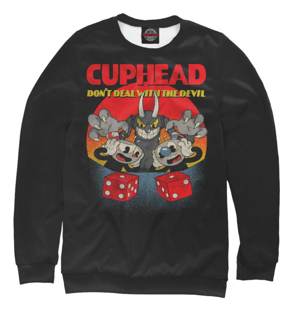 Мужской свитшот с изображением Cuphead цвета Белый