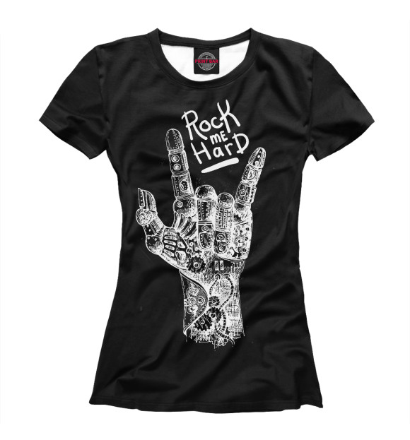 Женская футболка с изображением Rock me hard цвета Белый