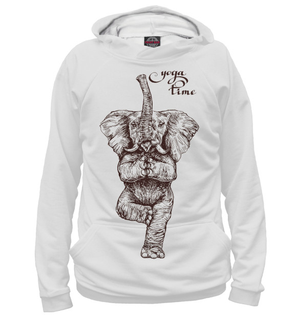 Мужское худи с изображением Yoga time цвета Белый