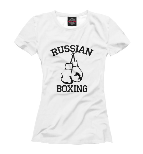 Женская футболка с изображением RUSSIAN BOXING цвета Белый