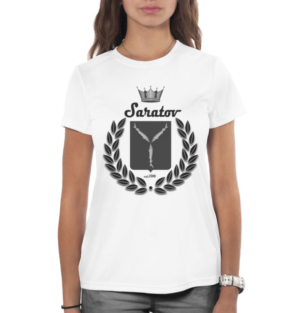 Женская футболка с изображением Саратов цвета Белый