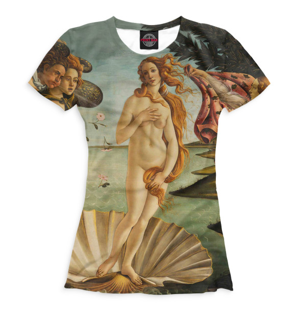 Женская футболка с изображением Рождение Венеры цвета Белый
