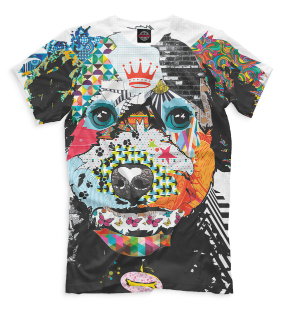 Мужская футболка с изображением Собака цвета Молочно-белый