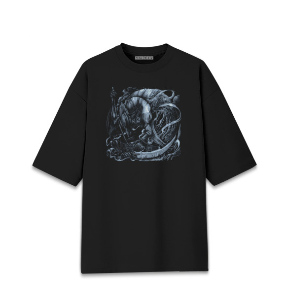 Мужская футболка оверсайз с изображением Black funeral цвета Черный