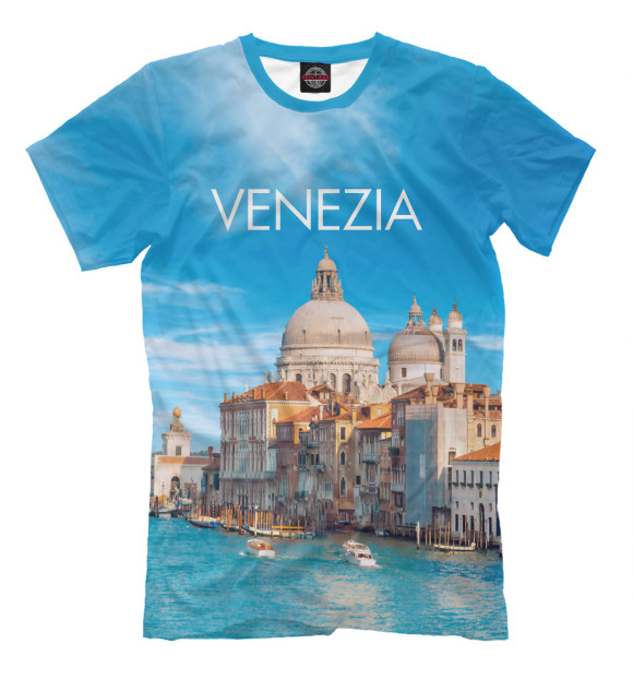 Мужская футболка с изображением Италия, Венеция цвета Грязно-голубой