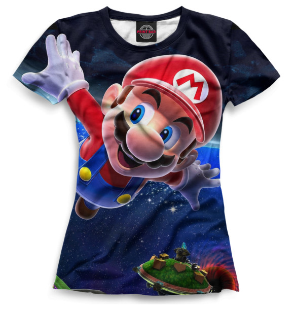 Футболка для девочек с изображением Mario цвета Белый
