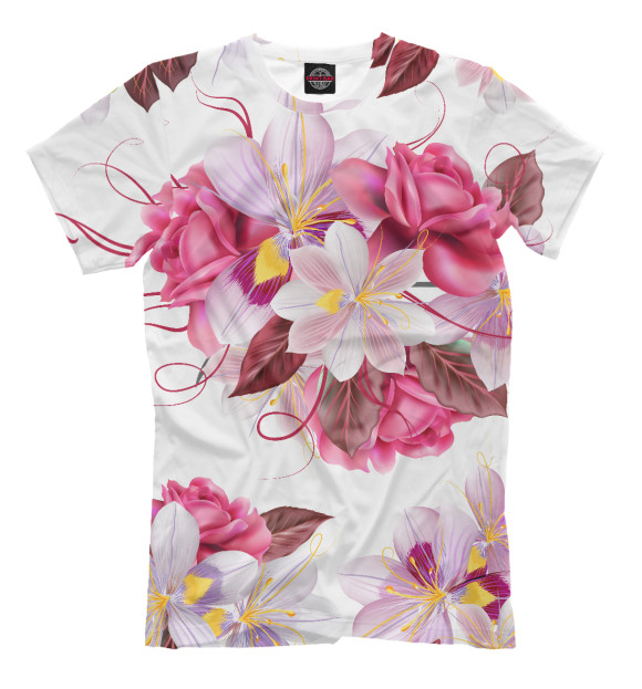 Мужская футболка с изображением Прекрасные цветы цвета Молочно-белый