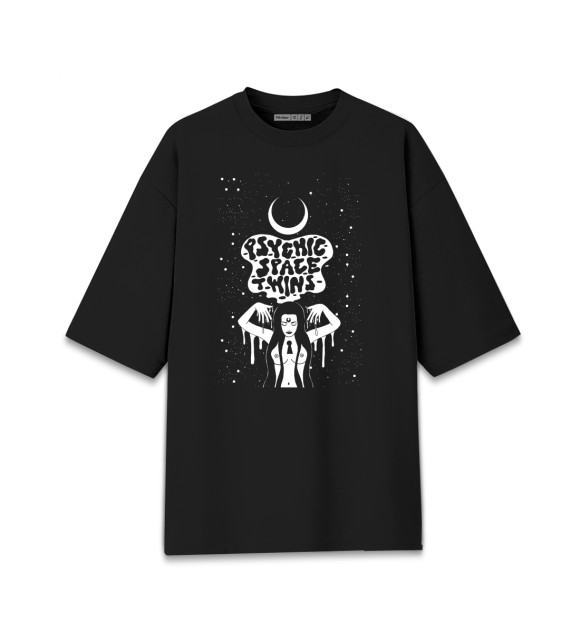 Мужская футболка оверсайз с изображением Психоделика космос цвета Черный