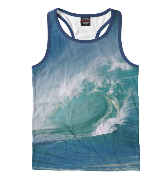 Мужская майка-борцовка с изображением Волна цвета Белый