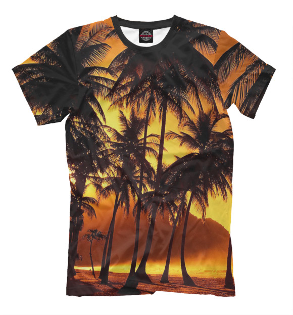 Мужская футболка с изображением Пальмы цвета Молочно-белый