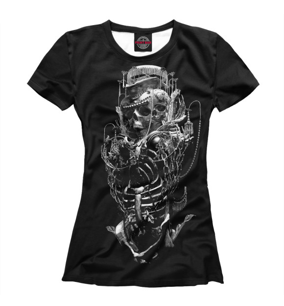 Женская футболка с изображением Hugging two skulls цвета Белый