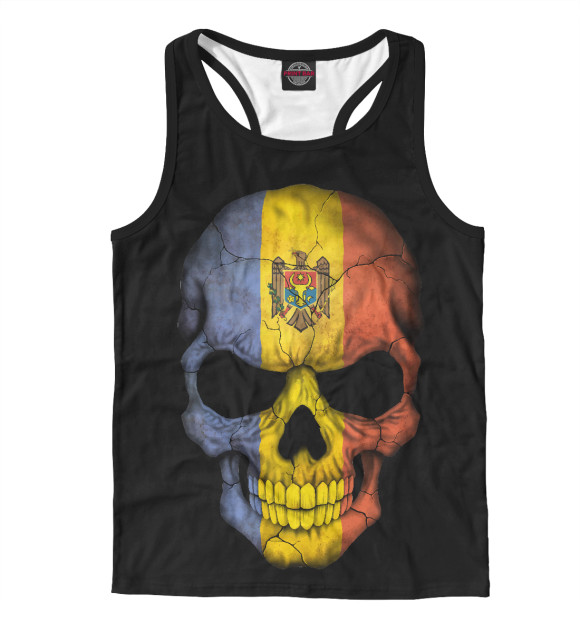 Мужская майка-борцовка с притом Череп - Молдавия цвета Белый Мужская майка-борцовка с изображением Череп - Молдавия цвета Белый