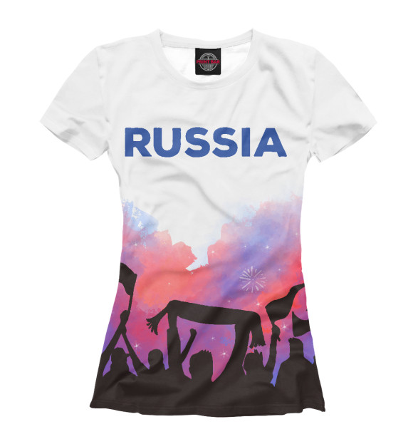 Женская футболка с изображением Футбол Россия цвета Белый