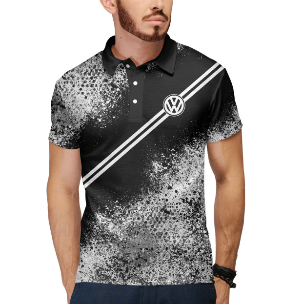 Мужское поло с изображением Volkswagen Splatters цвета Белый