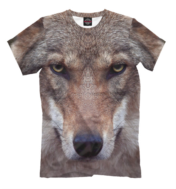 Мужская футболка с изображением Волчий взгляд цвета Серый