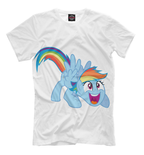 Мужская футболка с изображением Радуга Дэш цвета Молочно-белый