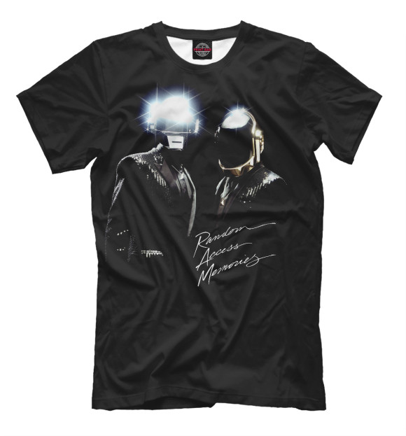 Мужская футболка с изображением Daft Punk цвета Черный