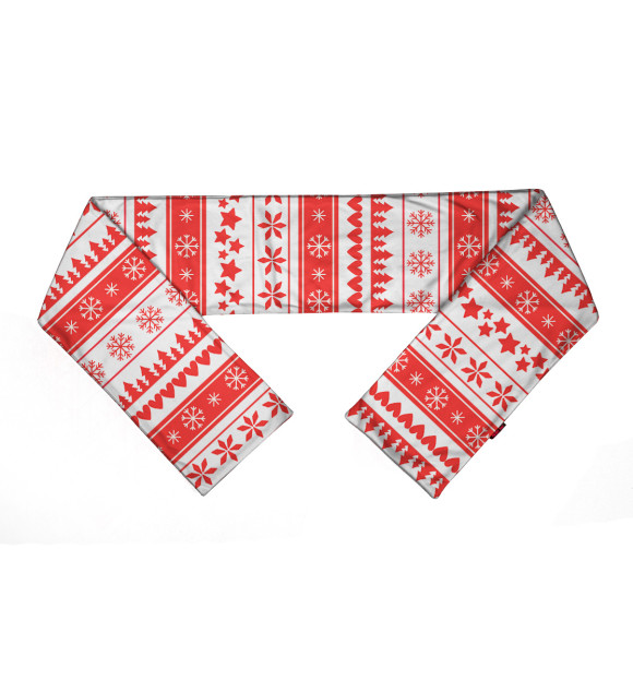 Шарф с изображением Новогодний свитер цвета Белый