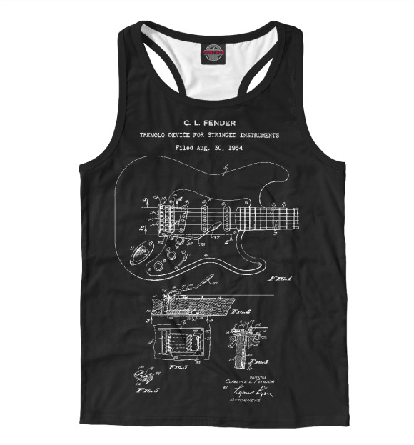 Мужская майка-борцовка с изображением Fender vintage цвета Белый