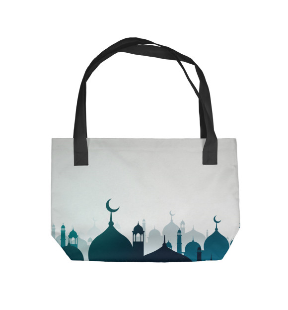 Пляжная сумка с изображением Силуэты мечетей цвета 