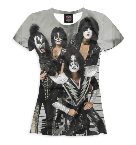 Футболка для девочек с изображением KISS цвета Белый