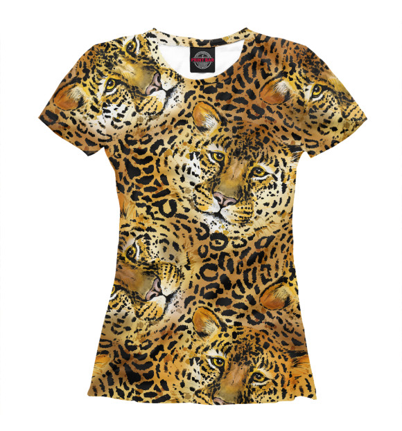 Женская футболка с изображением Леопарды цвета Белый