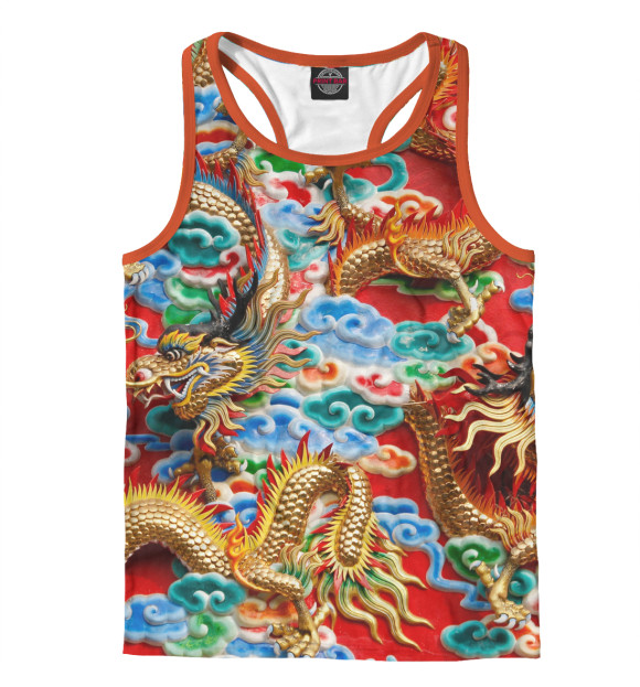 Мужская майка-борцовка с изображением Dragon цвета Белый