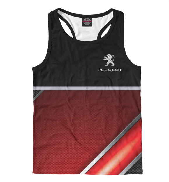 Мужская майка-борцовка с изображением Peugeot цвета Белый