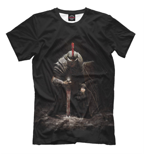 Мужская футболка с изображением Воин цвета Черный