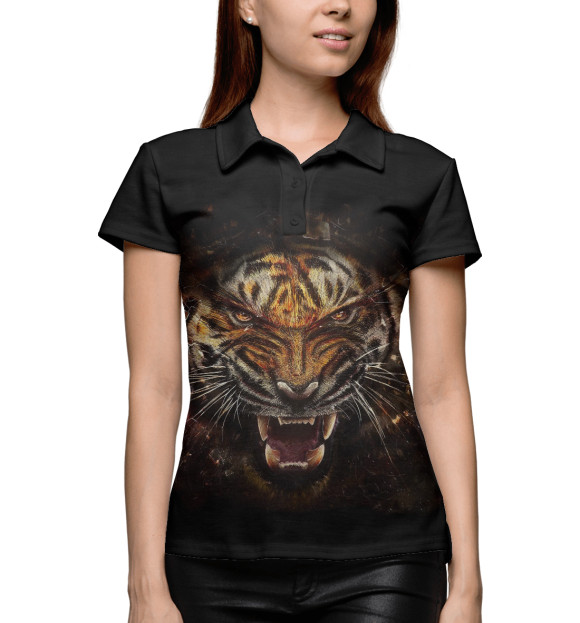 Женское поло с изображением Тигр цвета Белый
