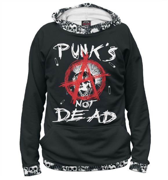 Женское худи с изображением Punk's Not Dead цвета Белый