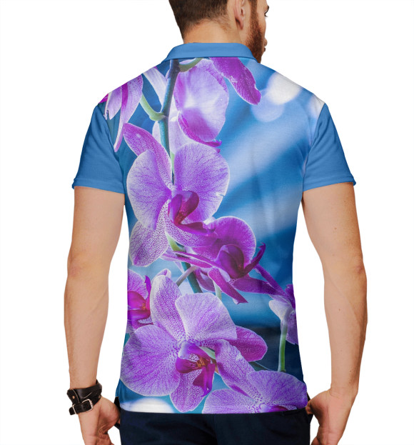 Мужское поло с притом Орхидея цвета Белый Мужское поло с изображением Орхидея цвета Белый