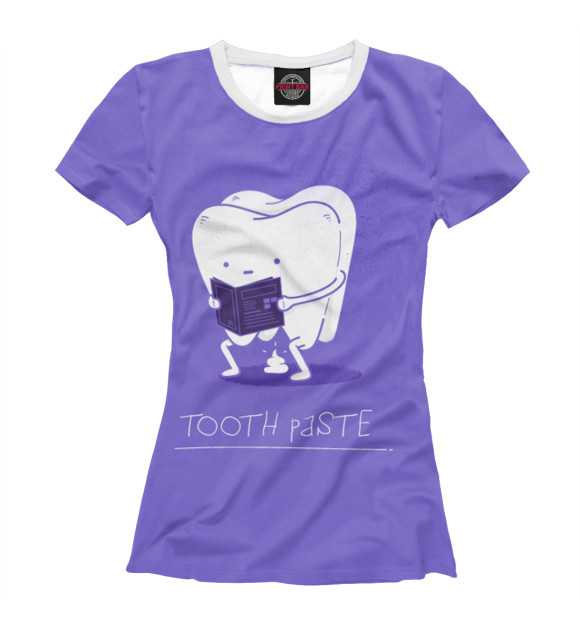 Женская футболка с изображением Tooth paste цвета Белый