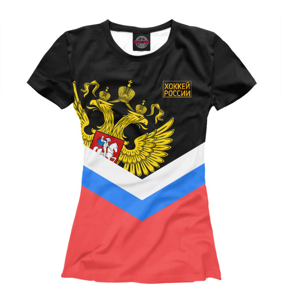Футболка для девочек с изображением Хоккей России цвета Белый
