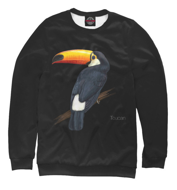 Мужской свитшот с изображением Тукан цвета Белый