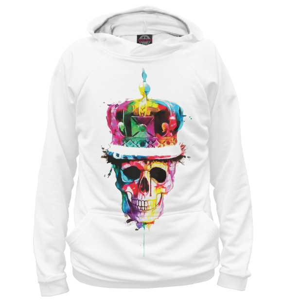 Женское худи с изображением Skull in crown цвета Белый