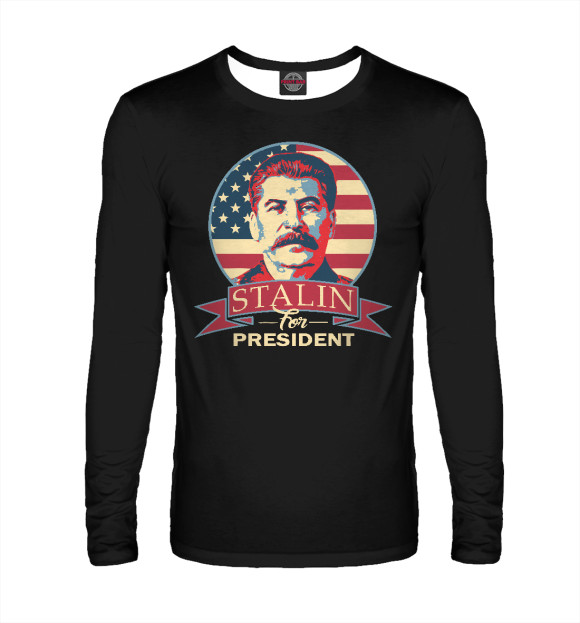 Мужской лонгслив с изображением Stalin цвета Белый
