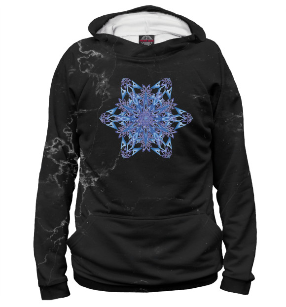 Женское худи с изображением Deep Blue Mandala цвета Белый