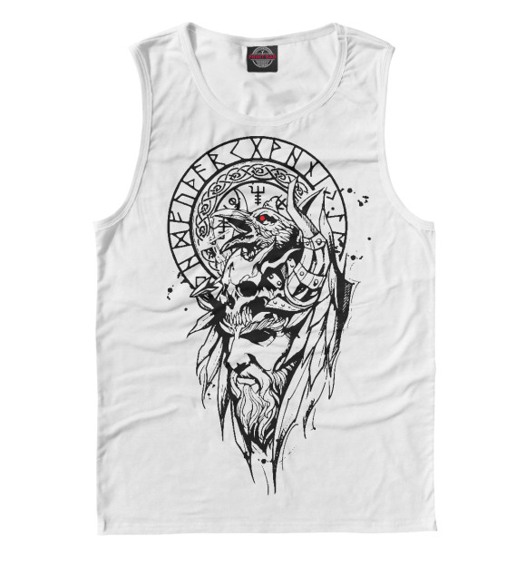 Мужская майка с изображением Один и его ворон цвета Белый