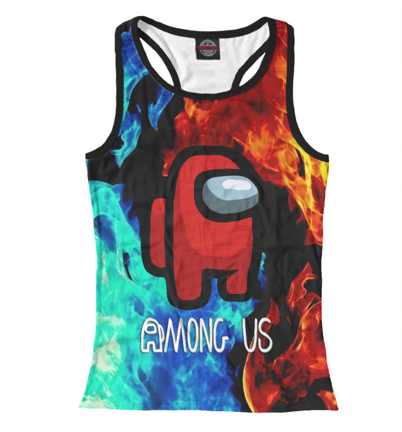 Женская майка-борцовка с изображением Among Us Flame цвета Белый