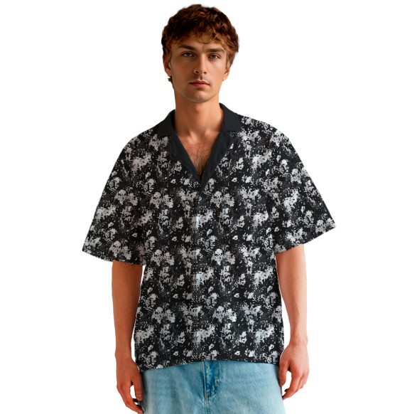 Мужская гавайская рубашка с изображением Камуфляж пиксельный цвета Белый