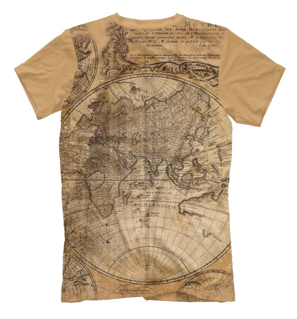 Мужская футболка с изображением Карта цвета Белый