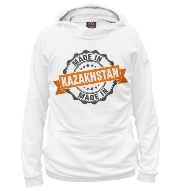 Мужское худи с изображением Made in Kazakhstan цвета Белый