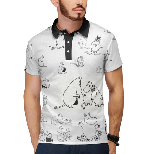 

Поло Print Bar, Белый, Муми-тролли