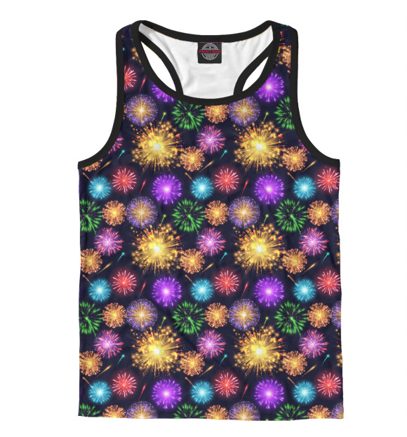 Мужская майка-борцовка с изображением Салют цвета Белый