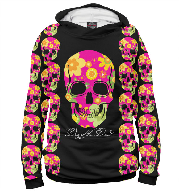 Мужское худи с изображением День мёртвых, Мексика цвета Белый