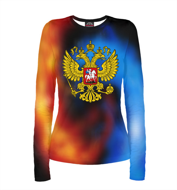 Женский лонгслив с изображением Россия | Огонь и вода цвета Белый