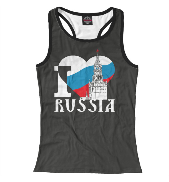 Женская майка-борцовка с изображением Я люблю Россию цвета Белый