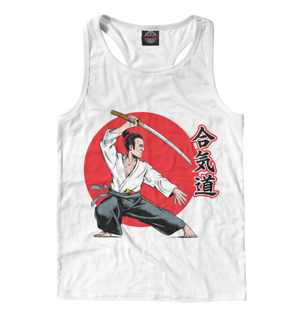 Мужская майка-борцовка с изображением Айкидо цвета Белый